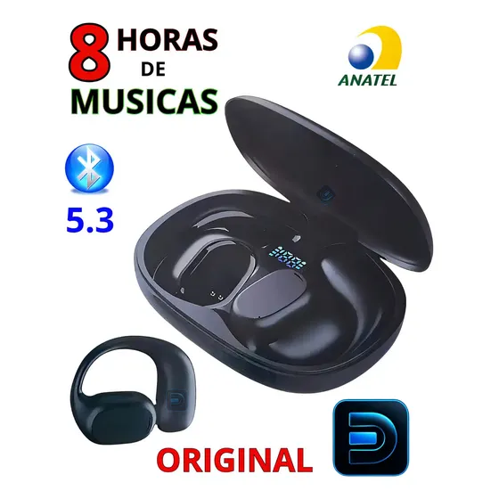 Fone Condução Óssea Bluetooth Gancho Esportivo Resistente Dimy's FN-BT8