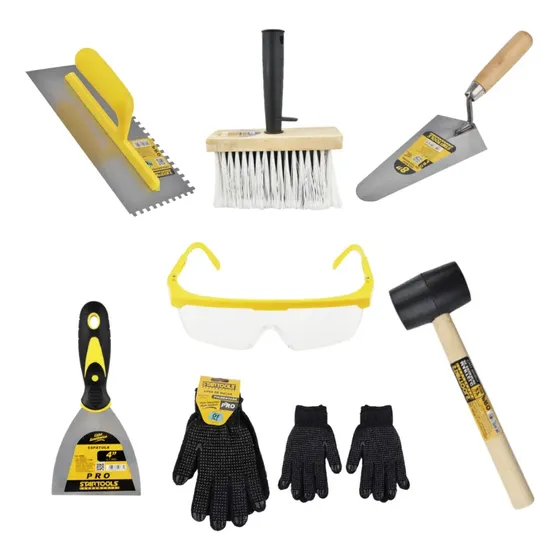 Kit Ferramentas Obra Pedreiro Reforma 7 Peças Colher Broxa