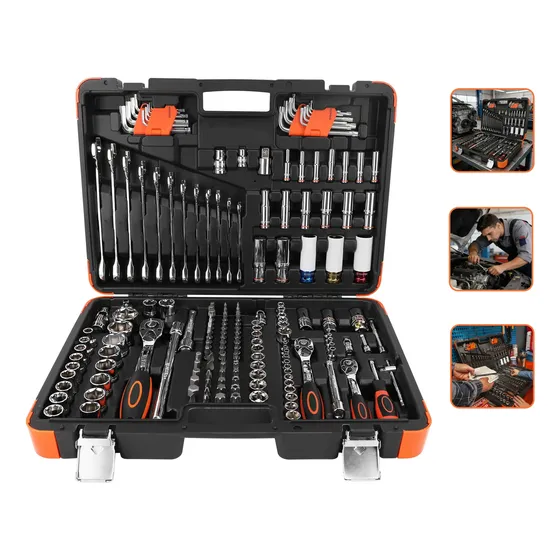 Kit Jogo De Ferramentas Oficina 222 Itens Cr-v Master Maleta