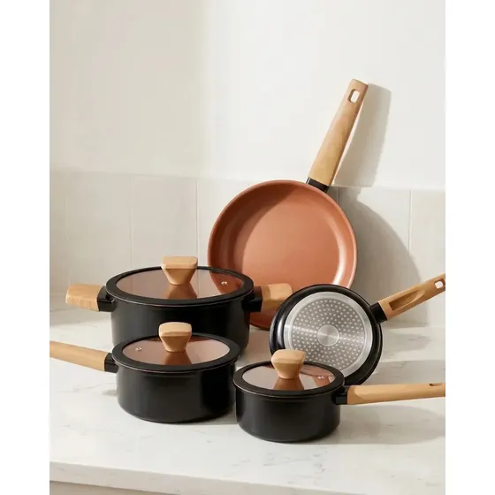 Kit De Panelas Cerâmico Antiaderente Indução 5 Pcs Hauskraft Preto