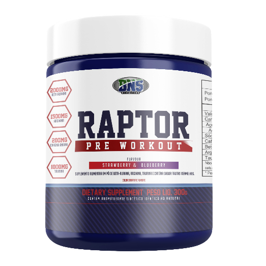 Pré Treino Raptor 300g Frutas Vermelhas - BNS Nutrition - Direto da Indústria