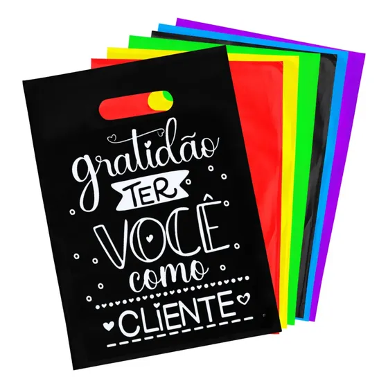 Kit 100 Sacolas Plástica Personalizada 20x30 Boca Palhaço