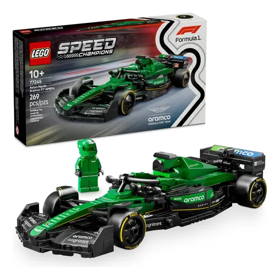 LEGO Speed Champions Carro de Corrida Aston Martin Aramco F1 AMR24 77245; Carro de Fórmula 1