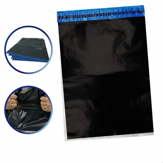 1000 Unidades saco preto 19x25 inviolável com lacre Preto