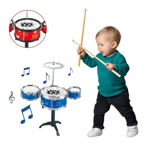 Mini Bateria Infantil ATENTU Instrumento Brinquedo 3 Tambores