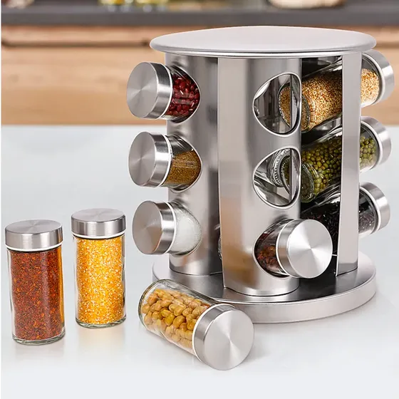 Porta Tempero Inox 12 Potes Condimentos Cozinha Giratório