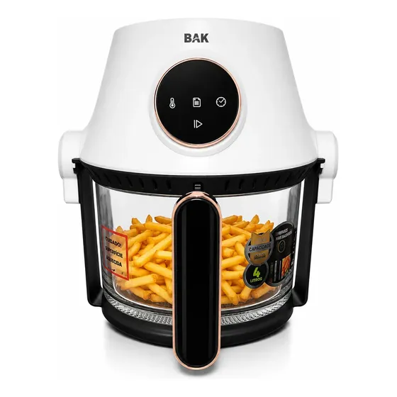 Fritadeira Airfryer Grill 2 Em 1 127v Vidro 4l 1200w Bak
