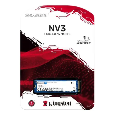 SSD M.2 NVMe 1TB PCIe 4.0 Kingston NV3 Leitura 6000 MB/s e Gravação 4000 MB/s