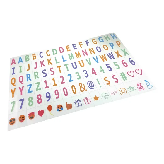 Kit De Letras Extra Coloridas Para Luminária Light Box Cartela De Slides Para Luminária Lightbox Letreiro A4