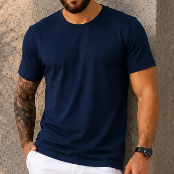 Camiseta Camisa Masculina Lisa Básica 100 % Algodão Casual