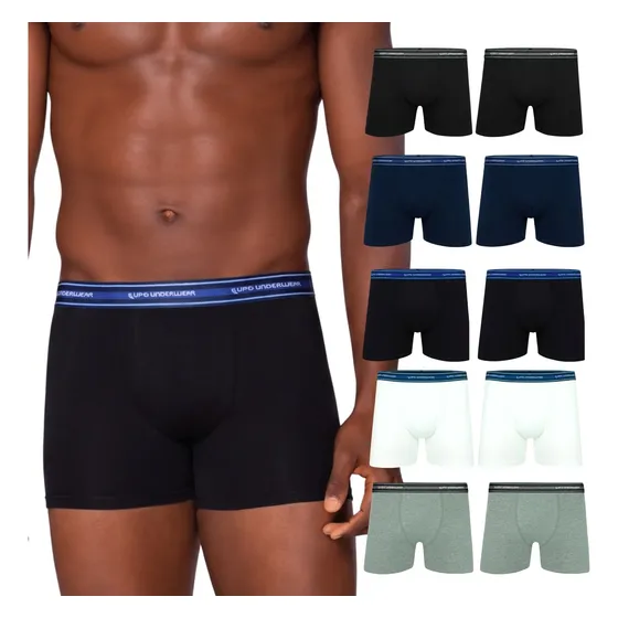 Kit 10 Cueca Boxer Lupo Algodão Cotton Conforto Original Box