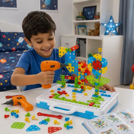 Kit Ferramenta Infantil Parafusadeira De Brinquedo De Montar