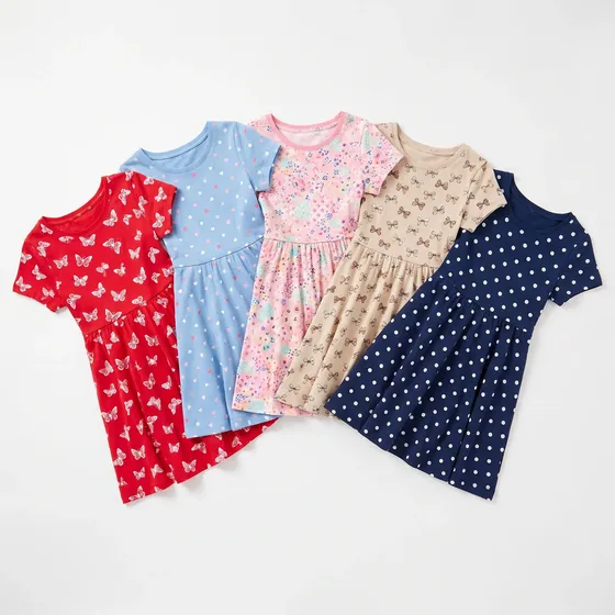 Kit 5 Vestidos Infantil Menina Estampas Sortidas Verão