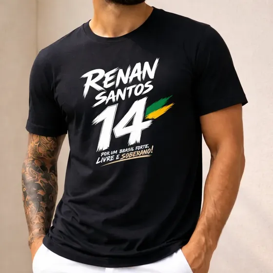 Camiseta Renan Santos Presidente Camisa Gola Redonda Unissex