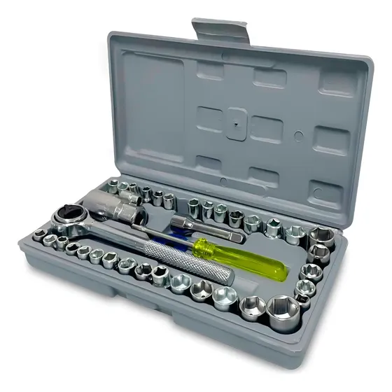 Kit Jogo Chave Soquete Catraca 40 Peças Ferramentas Maleta