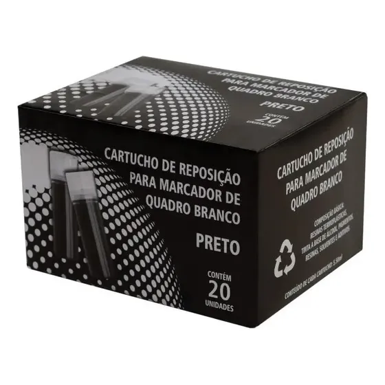 Refil Tinta Preta Pincel Marcador Lousa Quadro Branco 20und