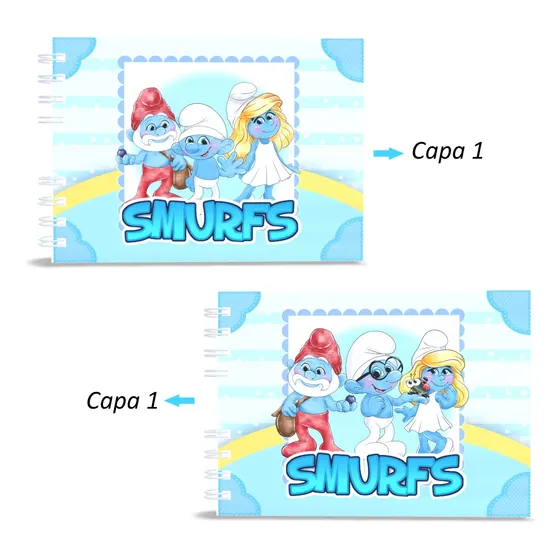 Livro De Colorir Smurfs Estilo Bobbie Goods Capa Dura Holográfica 50 Folhas Grossas Com Acetato De Brinde