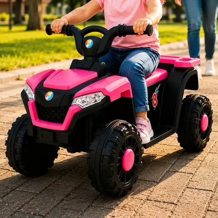 Quadriciclo Eletrico Rosa Bang Toys 6V com Musica e Carregador