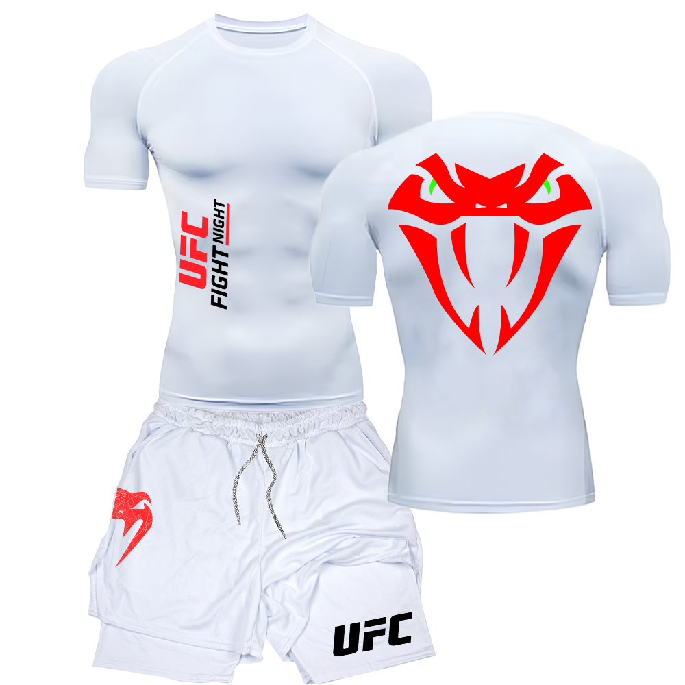 Kit Camiseta Compressão e Short compressão 2 Em 1 ufc fight night luta arte marcial cobra snake