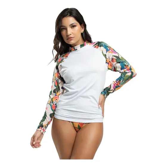 Blusa Feminina Proteção Uv Manga Longa Moda Praia Verão