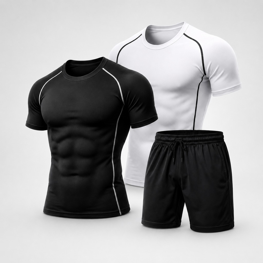 Kit Camisa de Compressão + Short Dri-fit Masculino Camiseta Academia Treino Corrida