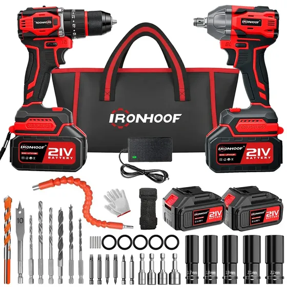 Kit 2 Chave De Impacto Furadeira Parafusadeira Brushless 21v