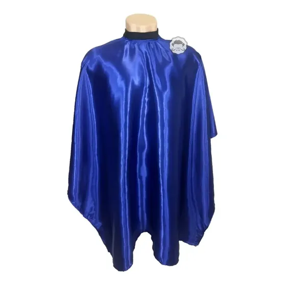 Capa De Corte Para Cabeleireiro Cetim Com Zíper Liquidação Azul