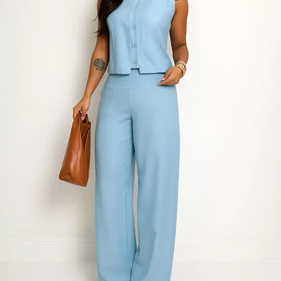 Conjunto Alfaiataria Boss Colete E Calça Pantalona Social