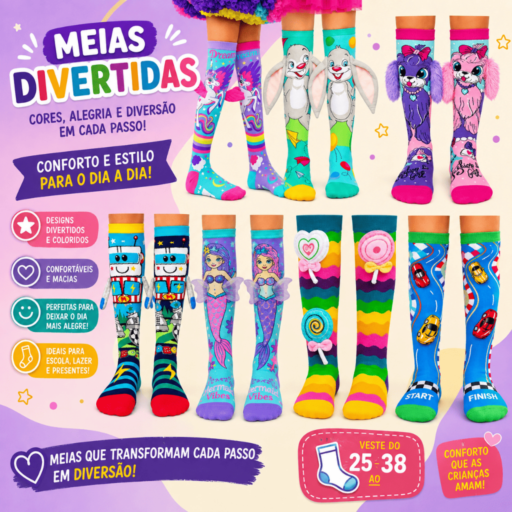 Meias Malucas 25 ao 40 Dos Desenhos Animados Longas Das Crianças Adulto De Meia Panturrilha