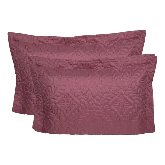 Kit Com 2 Porta Travesseiros Fronha Matelado Arabesco Liso Cor Rose