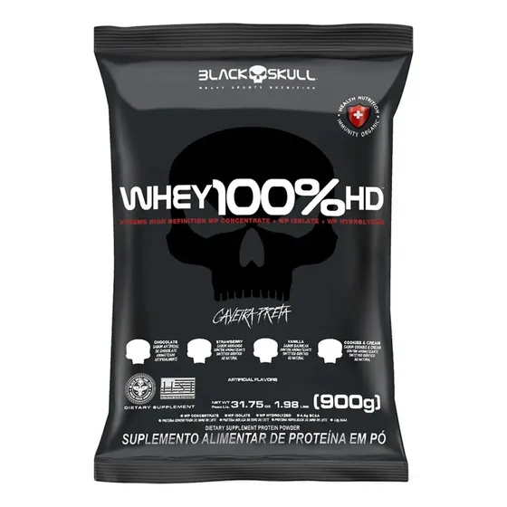 Whey Protein Concentrado Wey Black Skull 100% Puro Sabor Morango